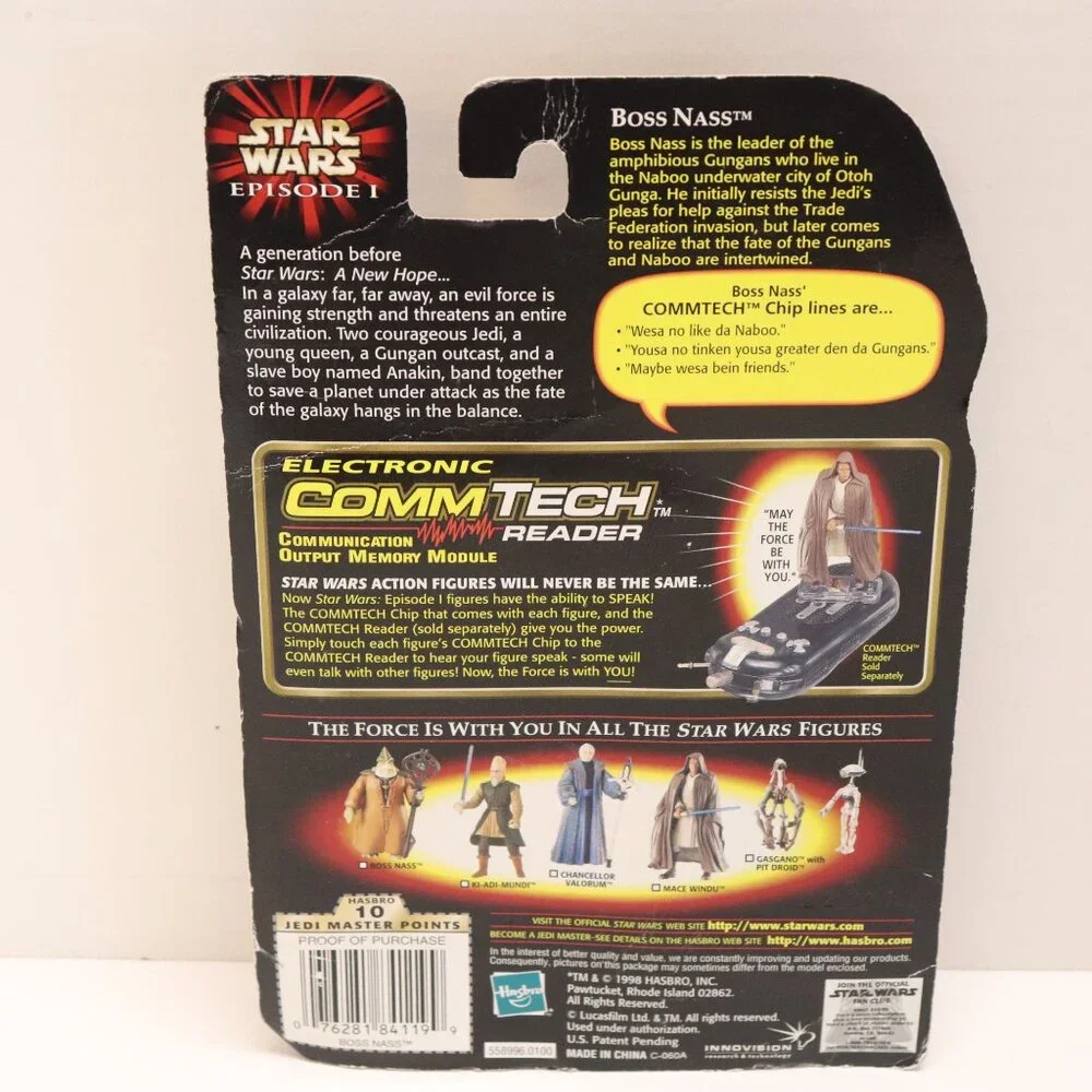 Boss Nass NIP 1988 Hasbro Star Wars Episode 1 w /Comm Tech Chip